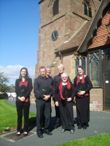 Some of the Beaumaris Singers prepare for their Lilleshall Concert